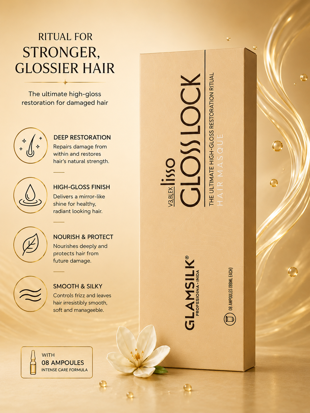 V3 PLEX LISSO - GLOSS LOCK HAIR MASQUE 6 AMPOULES